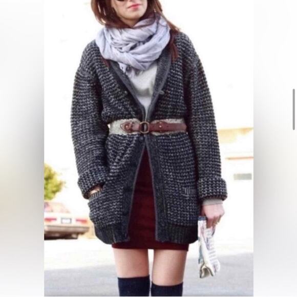 Rag & Bone Neiman Marcus Target Cardigan Sweater Black Gray Wool Size‎ Large - Picture 3 of 11